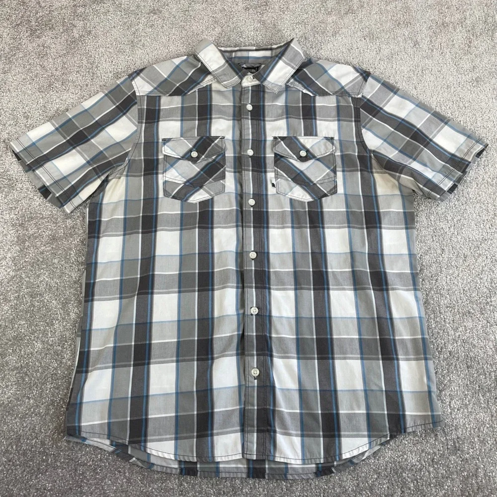 North Face Button Up Shirt Mens Large Plaid Western Short Sleeve‎ Outdoors